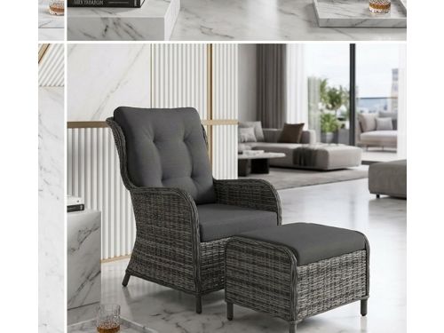 Luxe 4-Delige Premium Polyrotan Lounge Stoelenset met Aluminium Frame