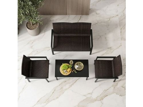 Luxe 4-Delige Rotan Tuinlounge Set voor 4 Personen