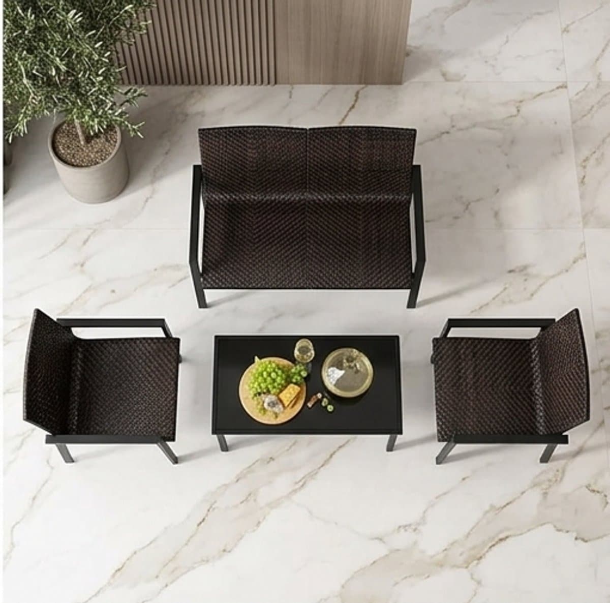 luxe 4 delige rotan tuinlounge set voor 4 personen