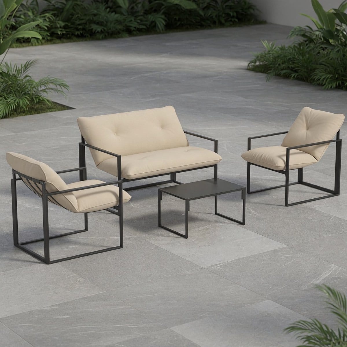 luxe 4 delige tuinmeubelset voor 4 personen stalen outdoor loungeset