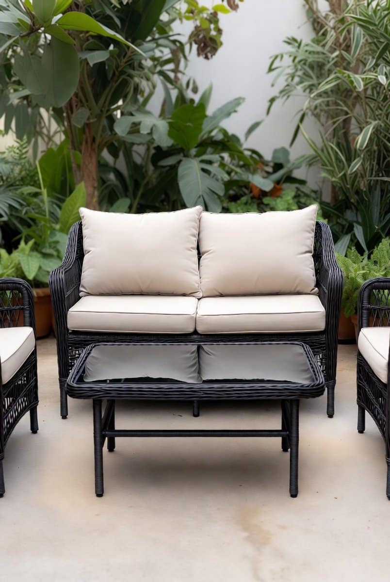 luxe 4 persoons polyrotan tuin loungeset met 2 zits bank