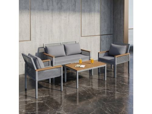 Luxe 4-Persoons Tuin Loungeset met Tafel en Kussens