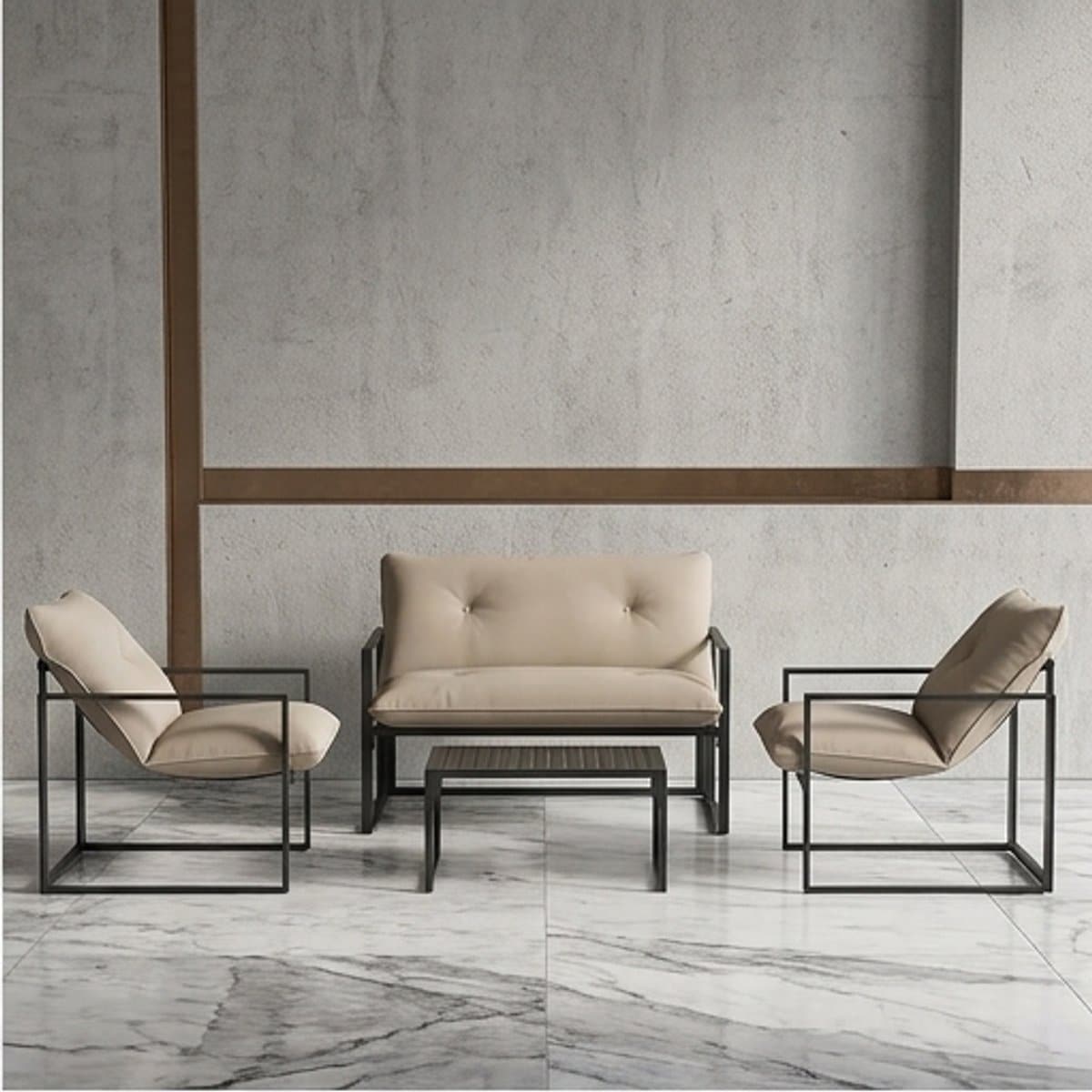 luxe 4 persoons tuinmeubelset met bank, stoelen & glazen tafel
