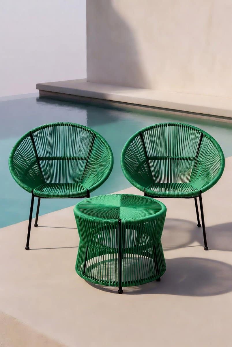 luxe 5 delige rotan bistroset met 2 fauteuils, 2 tuinstoelen &