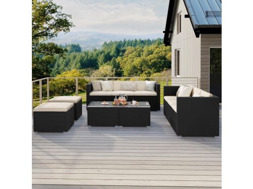 Luxe 5-delige Tuinmeubelset van PE-Rotan - Weerbestendige Balkonset met Hoekbank