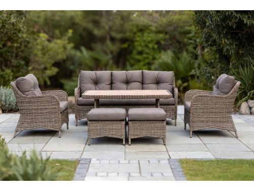 Luxe 6-delige Loungeset Tuin - Beige Polyrotan Outdoor Lounge Set