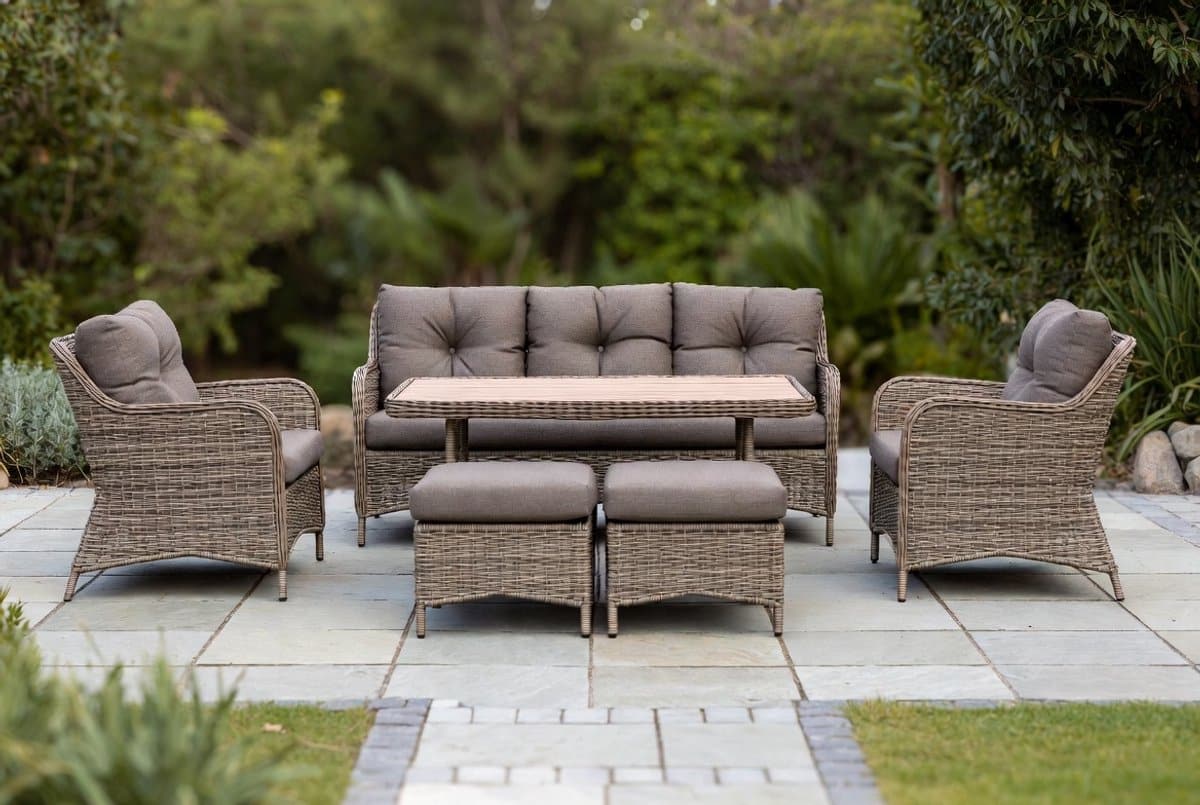 luxe 6 delige loungeset tuin beige polyrotan outdoor lounge set