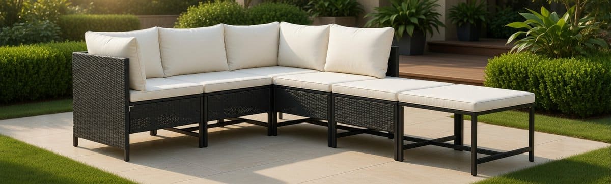 luxe 6 delige rotan loungeset tuinset met crèmewitte kussens