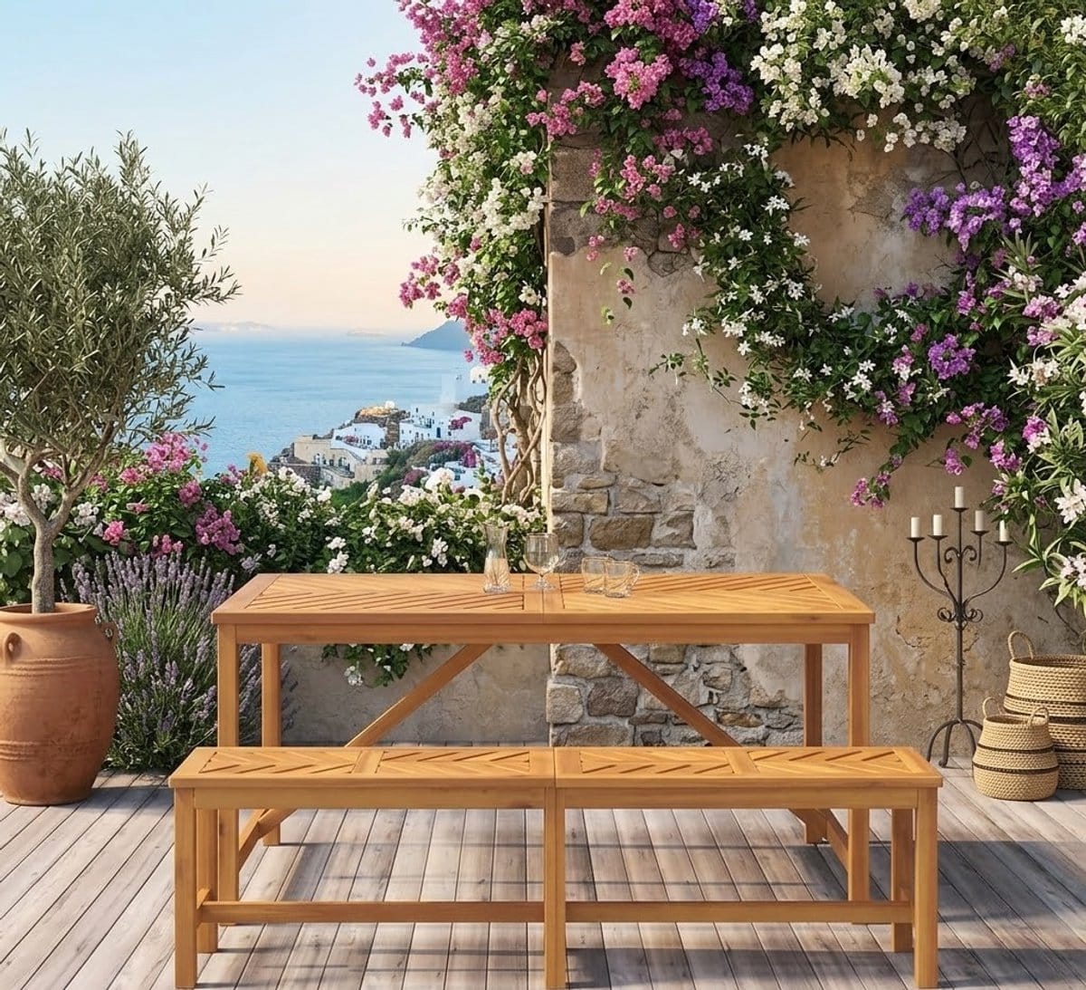 luxe acacia tuinbank met visgraat design 150 x 35 x