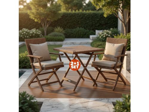 Luxe Acaciahouten Balkonset Inklapbaar 3-delig - FSC® Tuinmeubelset met 2