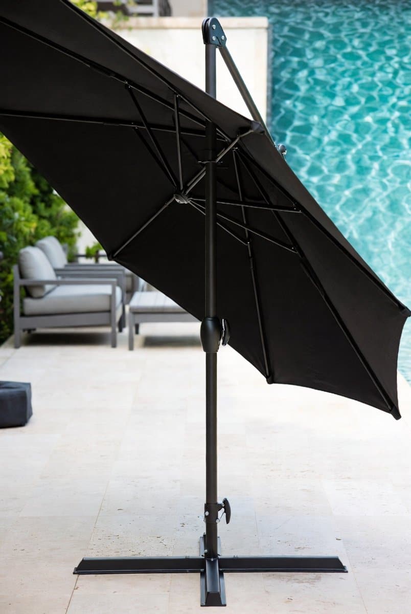 luxe aluminium zweefparasol 350 cm 360° draaibaar met windbeveiliging
