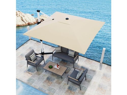 Luxe Balkon Zwenkparasol 300x400x260 cm Aluminium 360° Draaibare Cantilever Zweefparasol