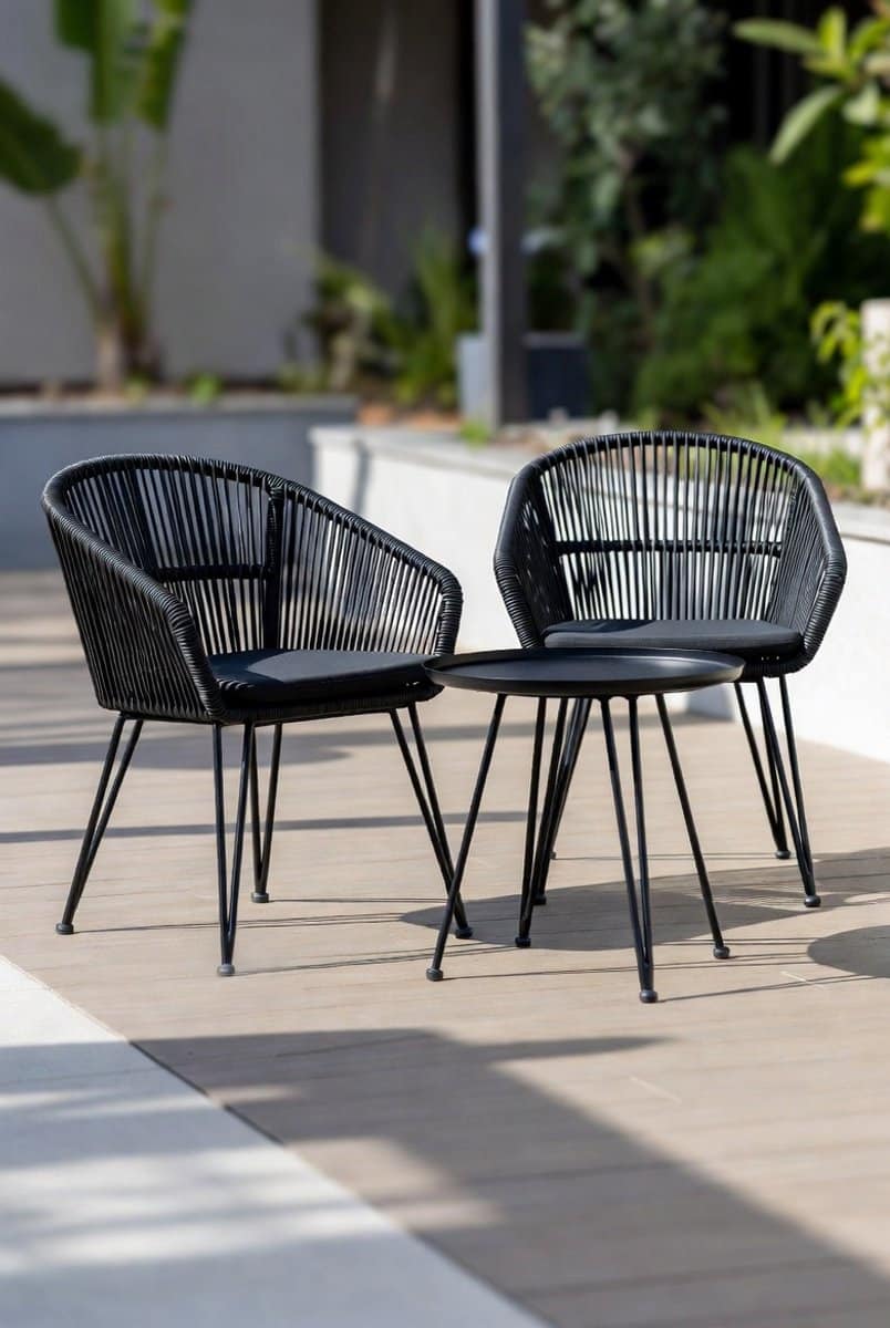 luxe balkonset 3 delig moderne tuinmeubelset met 2 stoelen &
