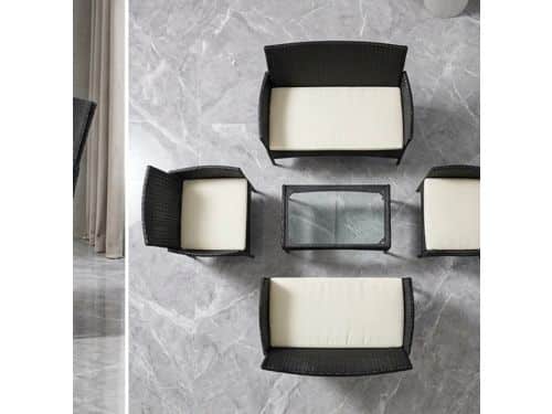 Luxe Compacte 4-5 Persoons Tuin Loungeset met Tafel en Kussens