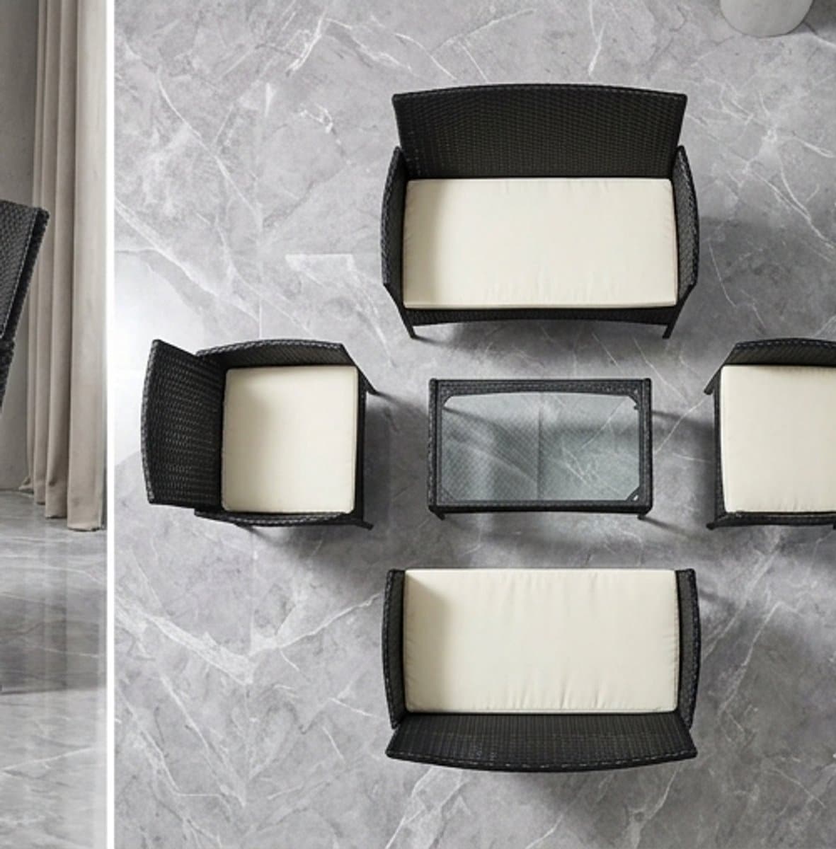 luxe compacte 4 5 persoons tuin loungeset met tafel en kussens