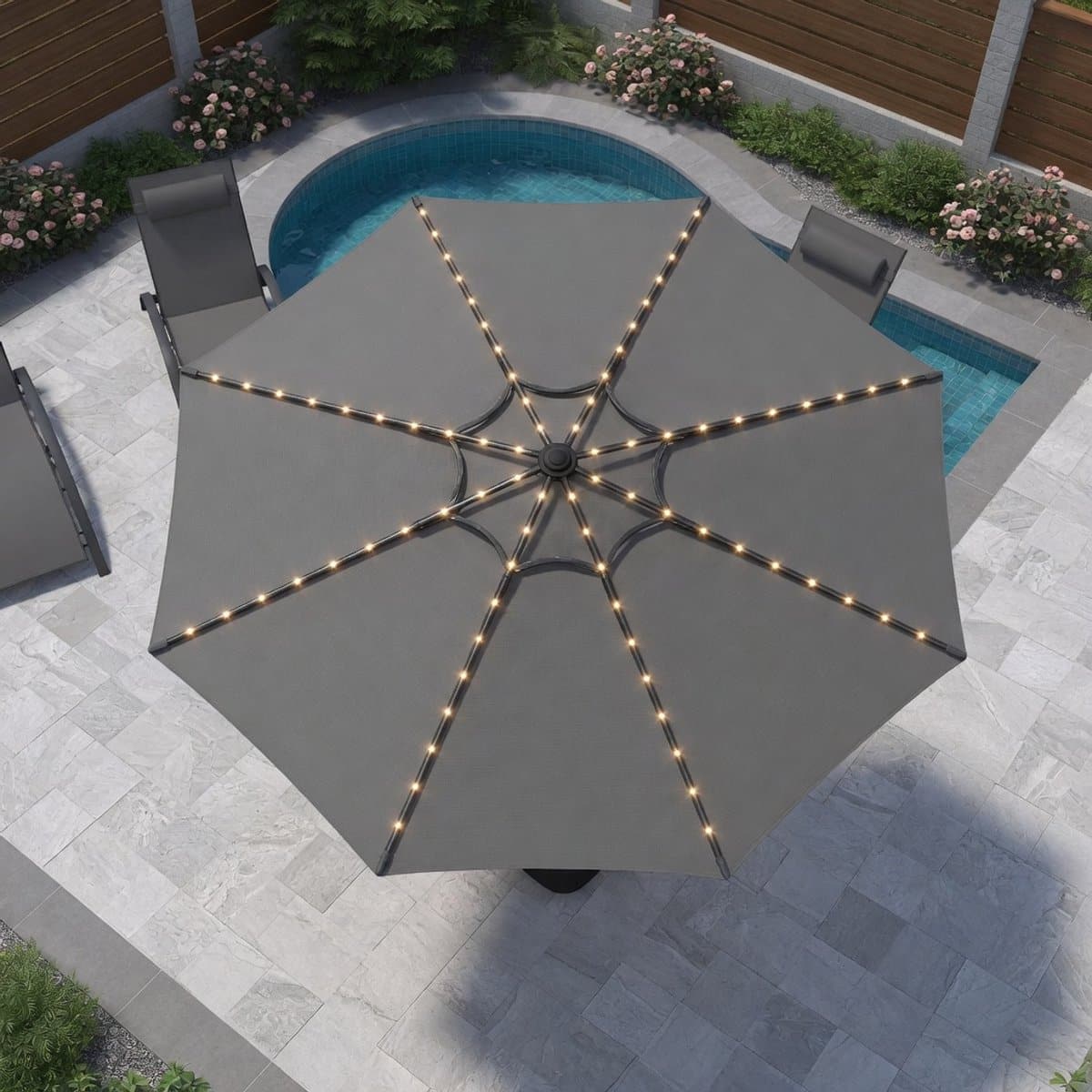 luxe dubbele led zweefparasol 400×200 cm rechthoekig met 84