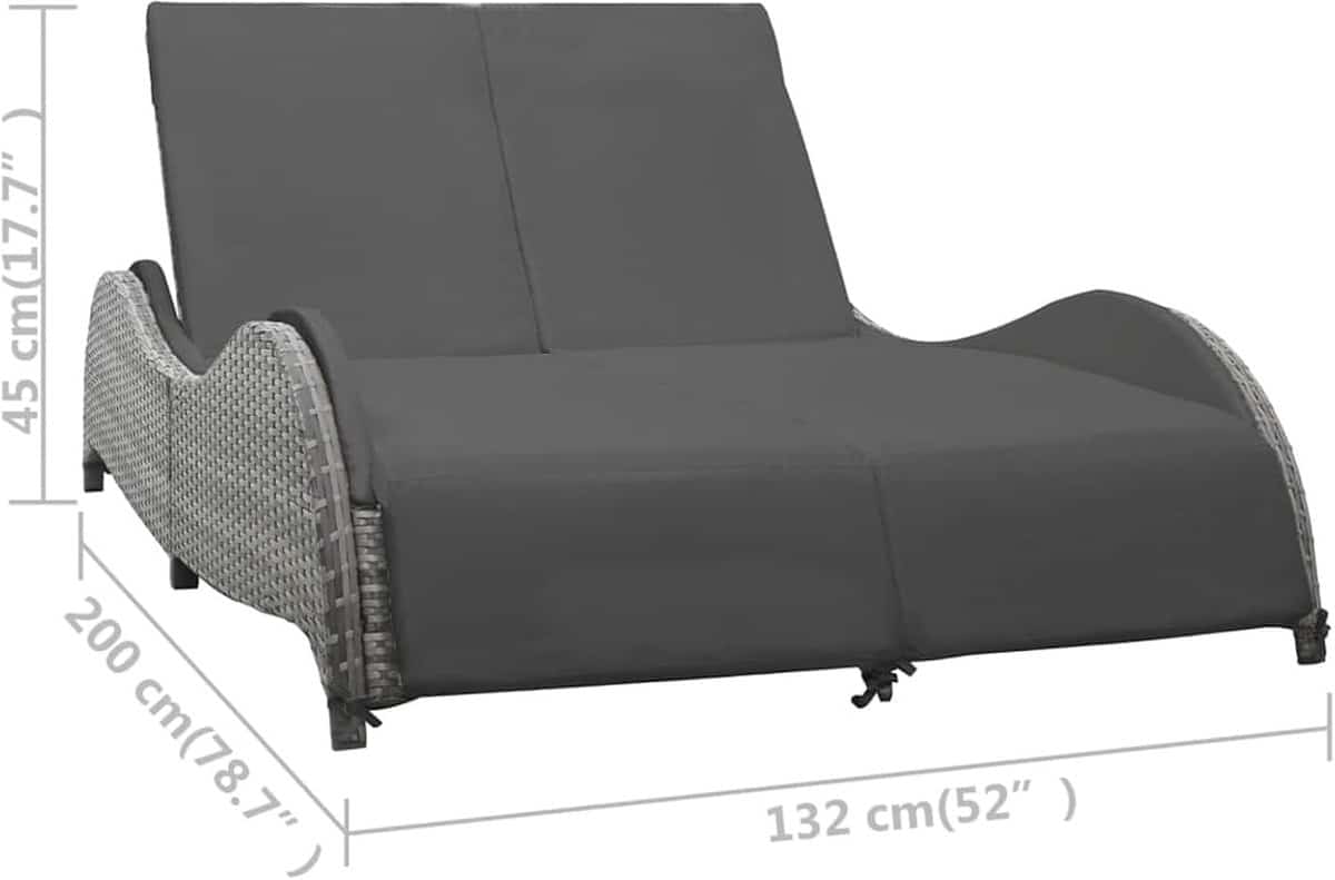 luxe dubbele polyrattan zonne eiland ligbed met dikke kussens en verstelbare