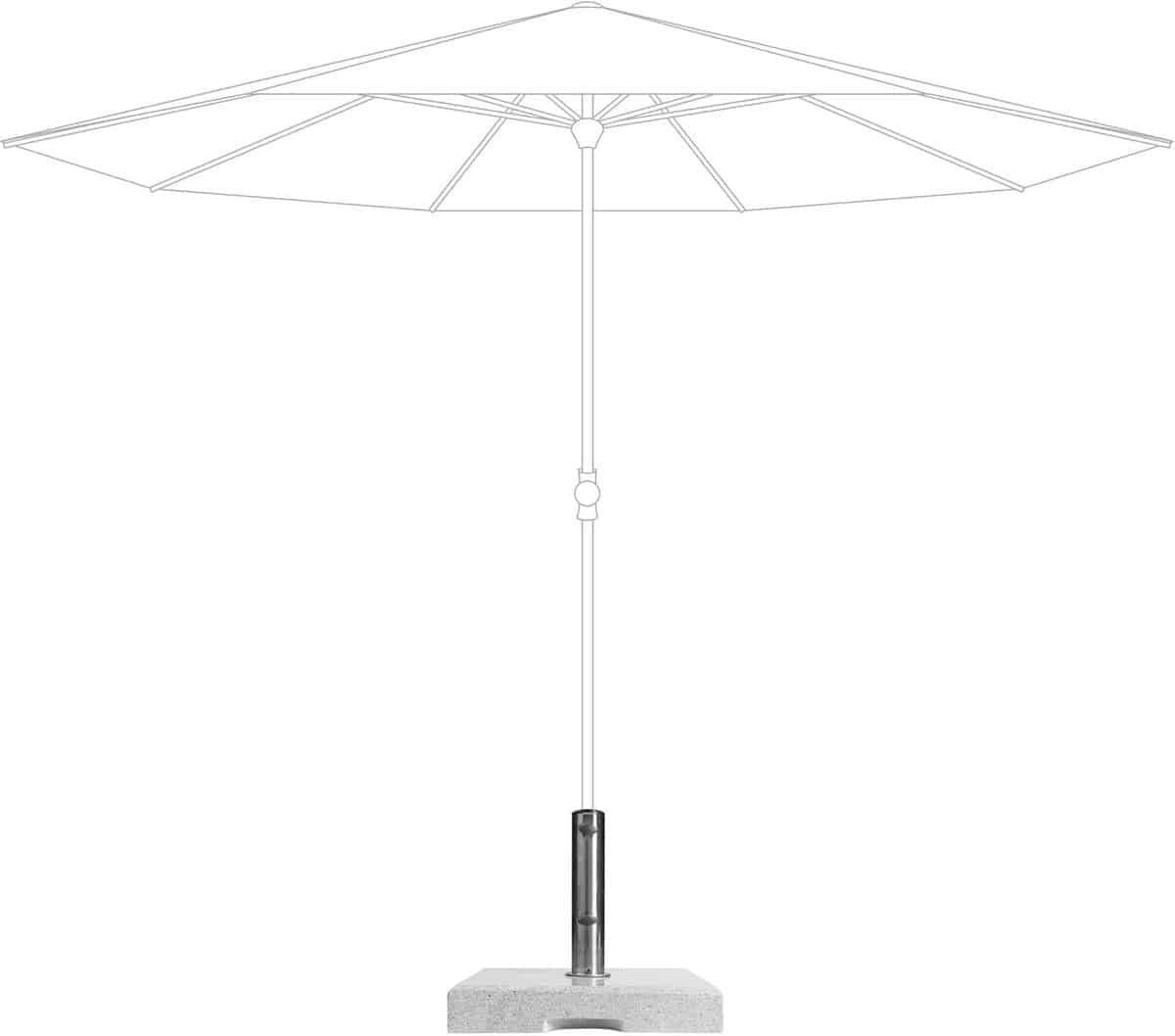 luxe granieten parasolvoet 40 kg met rvs buis en handgrepen