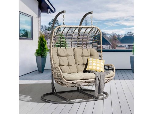 Luxe Hangstoel Twin Double 2-Persoons Hangei met standaard Antraciet