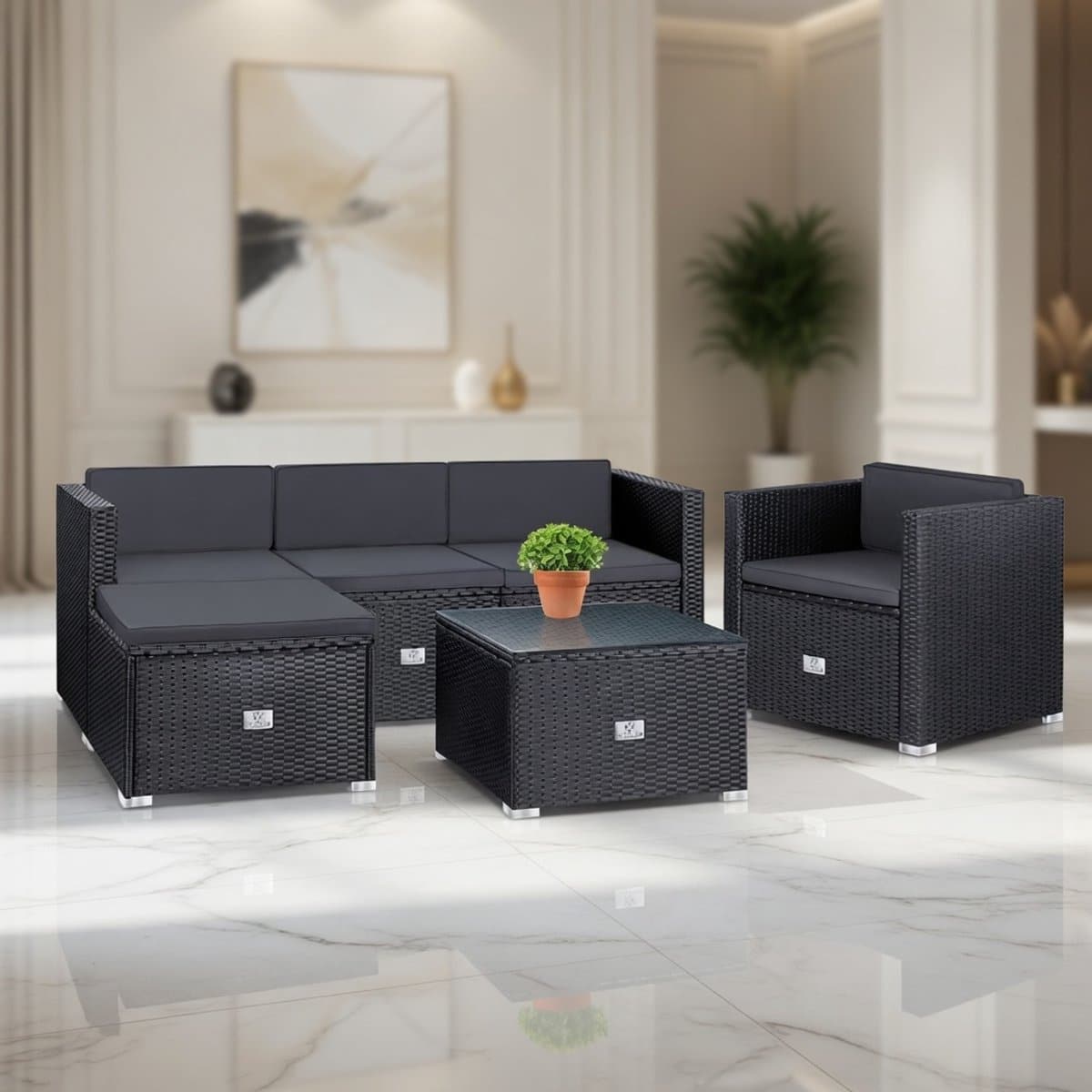 luxe kesser aruba 4 delige polyrotan loungeset 3 zits bank