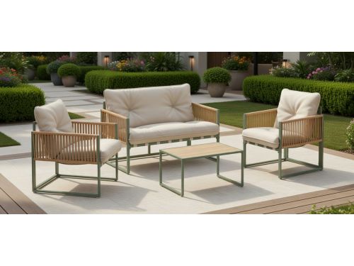 Luxe Lage Tuin Loungeset Rio 4-zits - Groen Metalen Frame