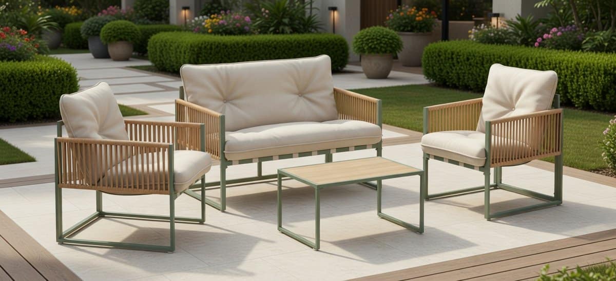 luxe lage tuin loungeset rio 4 zits groen metalen frame
