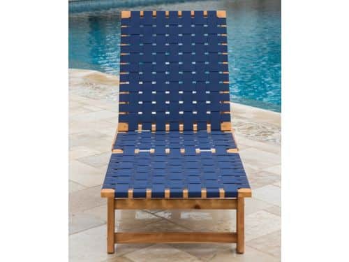 Luxe Massief Acaciahouten Zonnebed Donkerblauw met Verstelbare Rugleuning