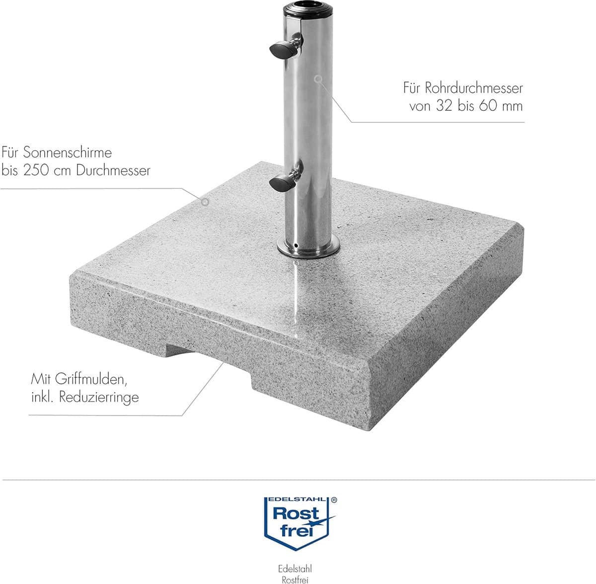 luxe massief granieten parasolvoet 40 kg gepolijst natuursteen met
