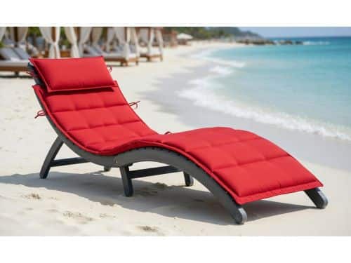 Luxe Opvouwbare Acacia Houten Ligstoel met Comfortkussen Rood