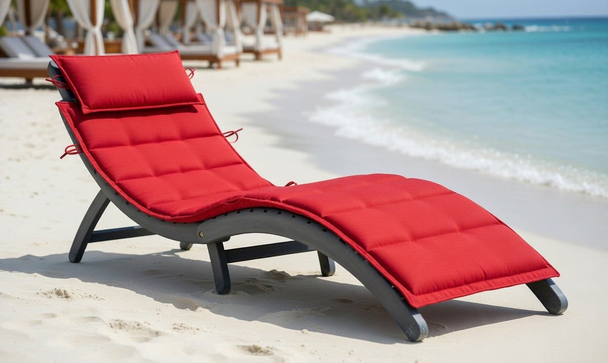 luxe opvouwbare acacia houten ligstoel met comfortkussen rood