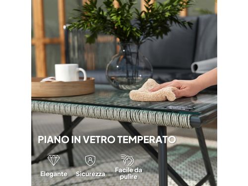 Luxe Polyrattan Balkon Loungeset 4-Persoons met 2-Zits Bank