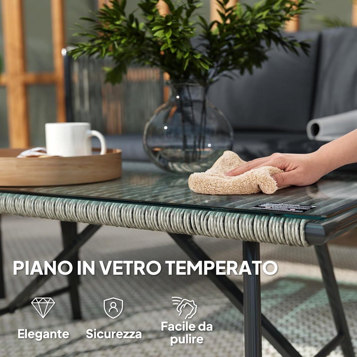 luxe polyrattan balkon loungeset 4 persoons met 2 zits bank