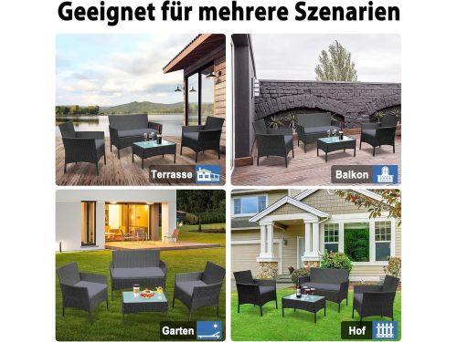 Luxe Polyrattan Balkon Loungeset met Opbergfunctie - 2-Zits Bank