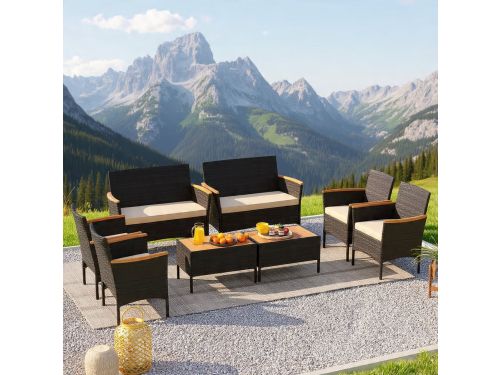 Luxe Polyrattan Hoek Loungeset 3-Delig 166x118x78 cm met Tafel en