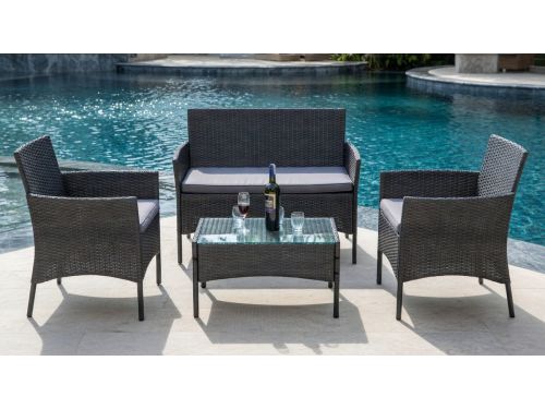 Luxe Polyrotan Balkon Loungeset - 4-delige Tuinmeubelset met 2