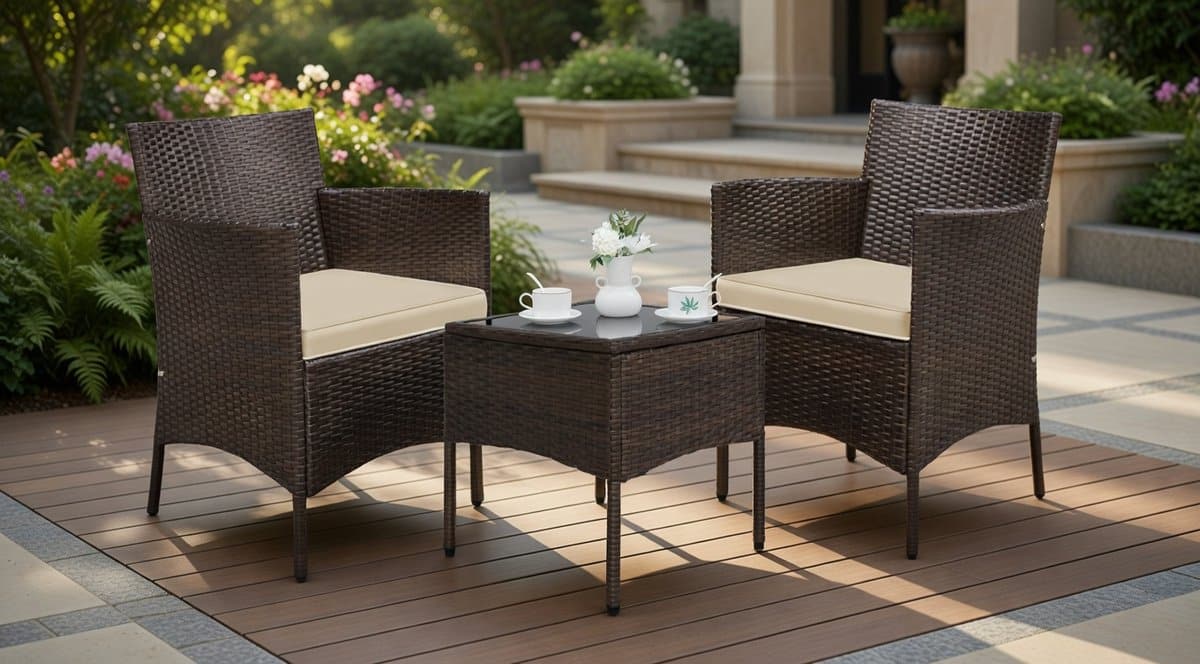 luxe polyrotan balkonset 3 delig met tafel & 2 comfortstoelen
