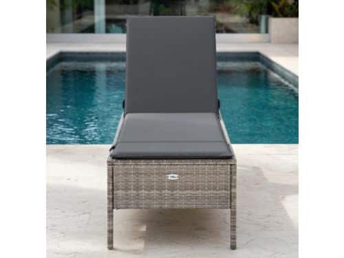 Luxe Polyrotan Ligstoelen met Kussens - 2 Stuks Lichtgrijs