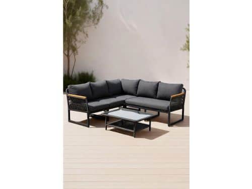 Luxe Polyrotan Loungeset 3 Personen met Chaise Longue