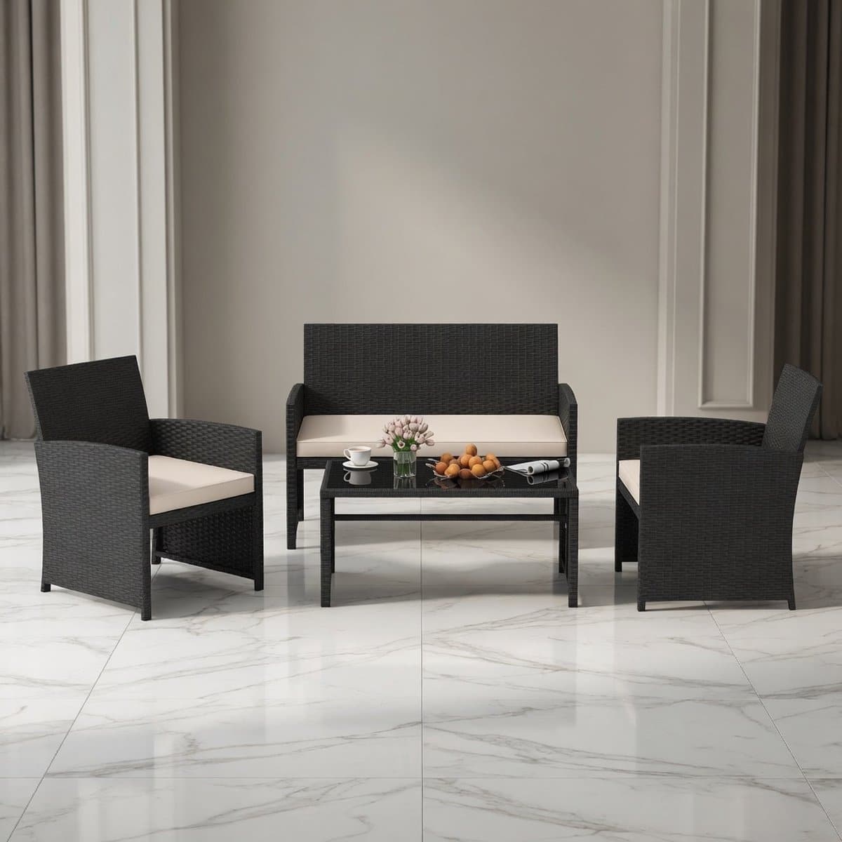 luxe polyrotan tuinmeubelset 4 personen medahomestore loungeset balkon &