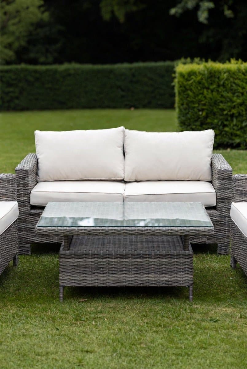 luxe polyrotan tuinmeubelset 4 persoons met bank, 2 stoelen