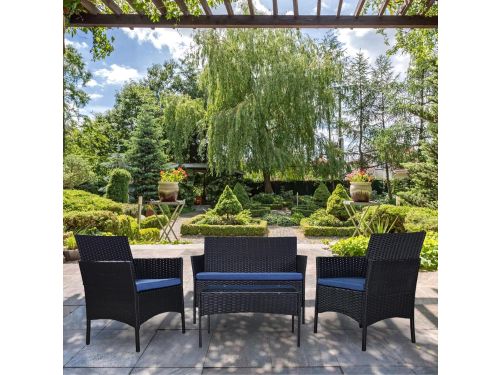 Luxe Rattan Loungeset 4 Personen - 4-delige Tuinmeubel Set met