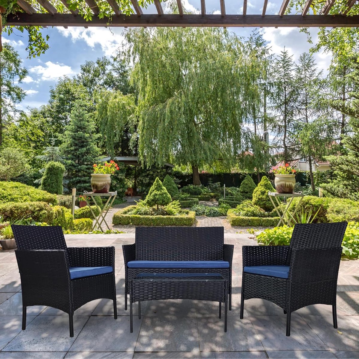 luxe rattan loungeset 4 personen 4 delige tuinmeubel set met