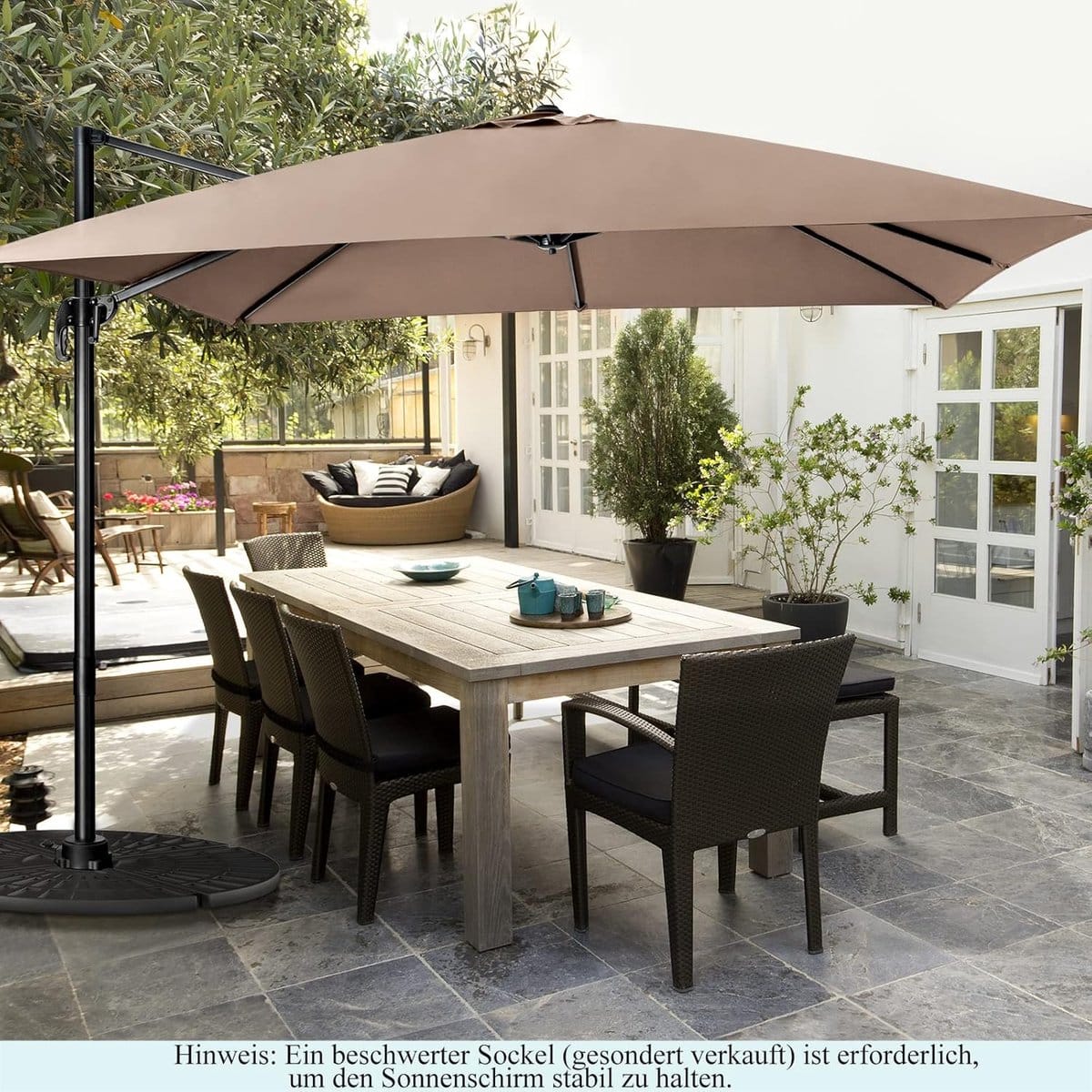 luxe rechthoekige zweefparasol 300×300 cm kantelbaar en 360° draaibaar