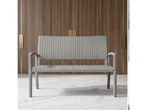 Luxe Rotan Tuinbank 2-Zits met Ingebouwde Tafel & Dikke Kussens