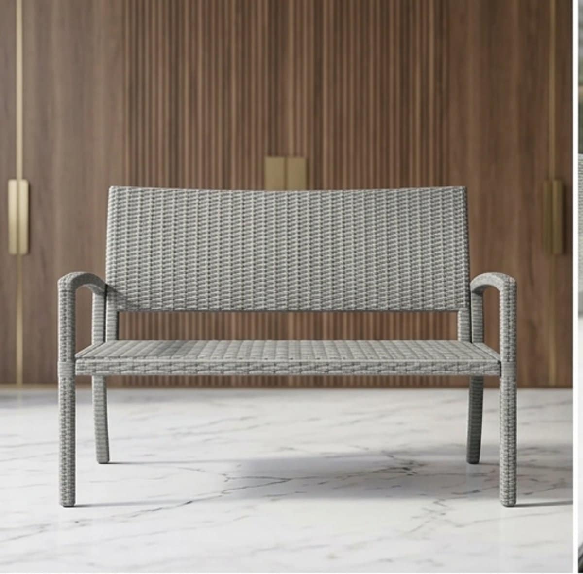 luxe rotan tuinbank 2 zits met ingebouwde tafel & dikke kussens