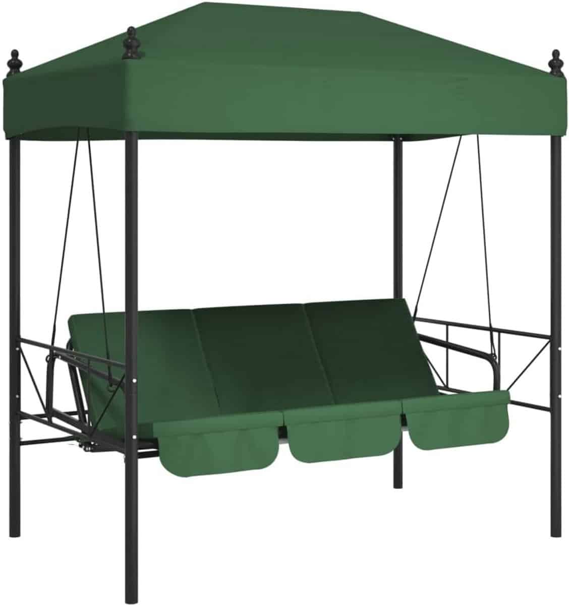 luxe schommelbank met luifel en stalen frame voor de tuin