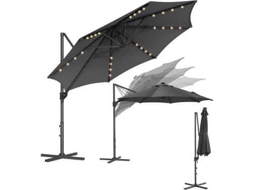 Luxe Solar LED Zweefparasol Ø300 cm met 28 LED Lampjes