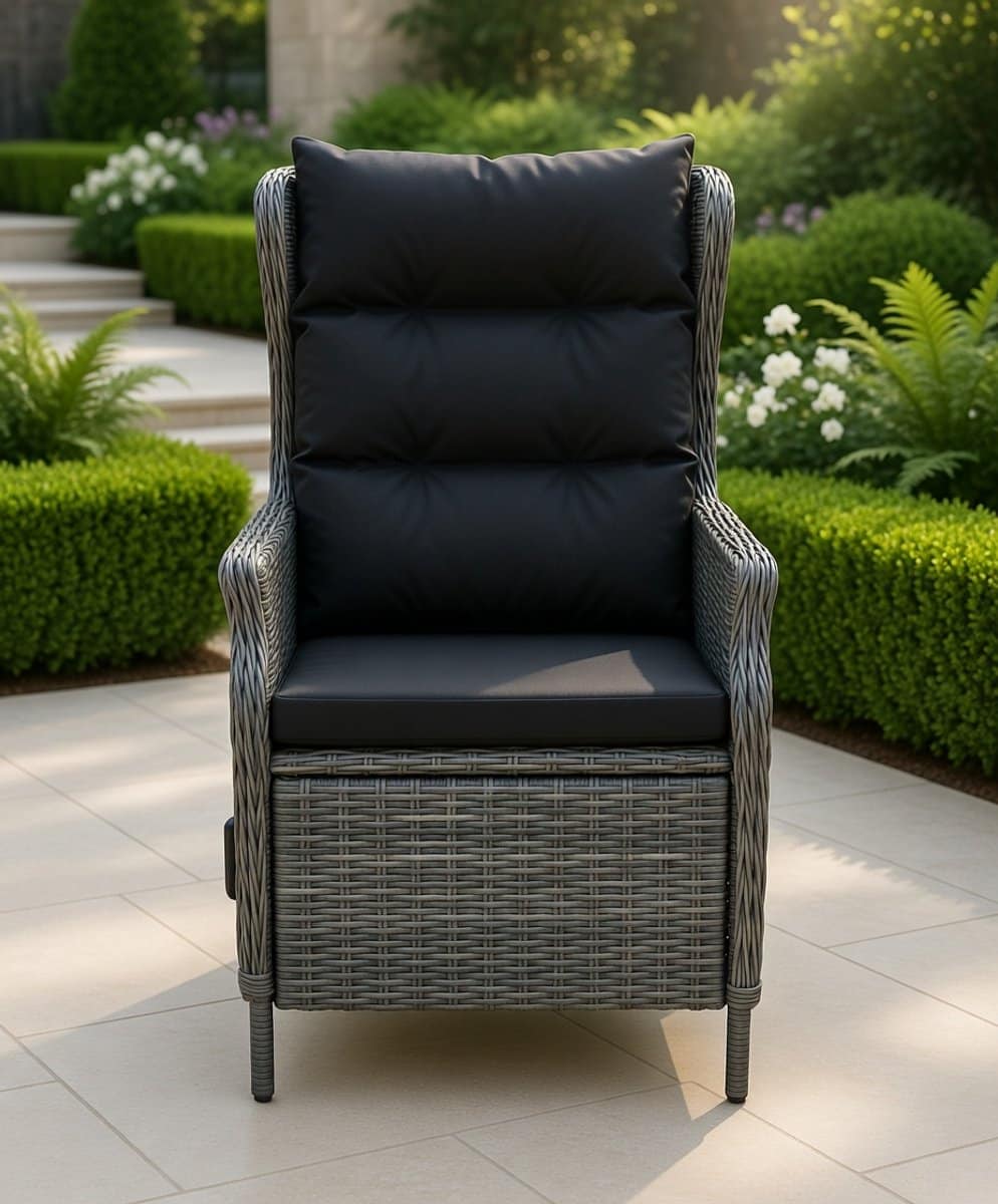 luxe verstelbare tuinstoel met kussens polyrotan lounge stoel met