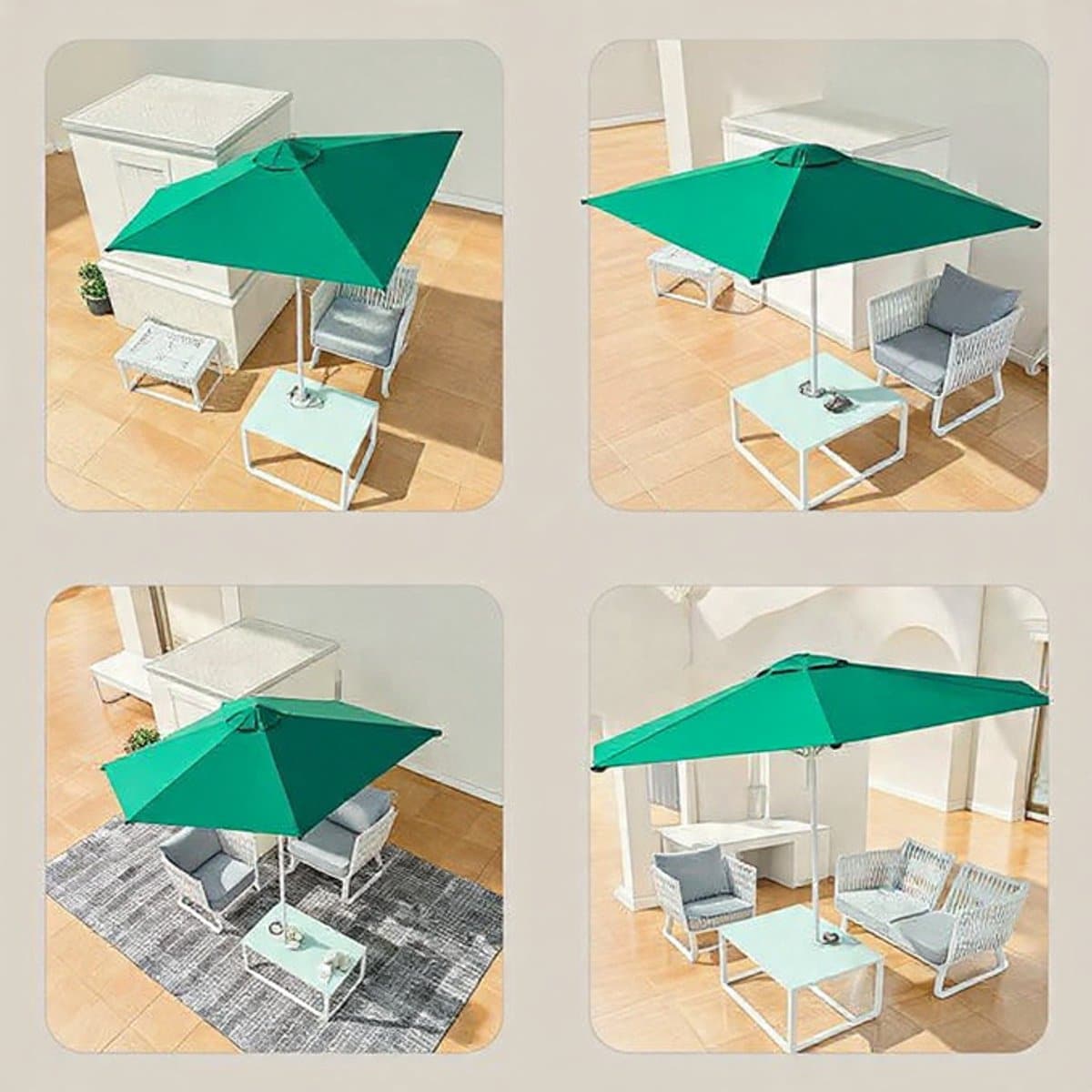 luxe wandgemonteerde zweefparasol 2,5m met kantelfunctie en uv50+ bescherming