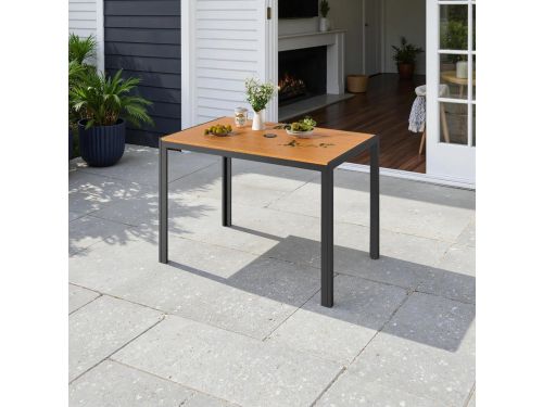 Luxe Weerbestendige Aluminium WPC Tuintafel met Parasolgat 110 x 70